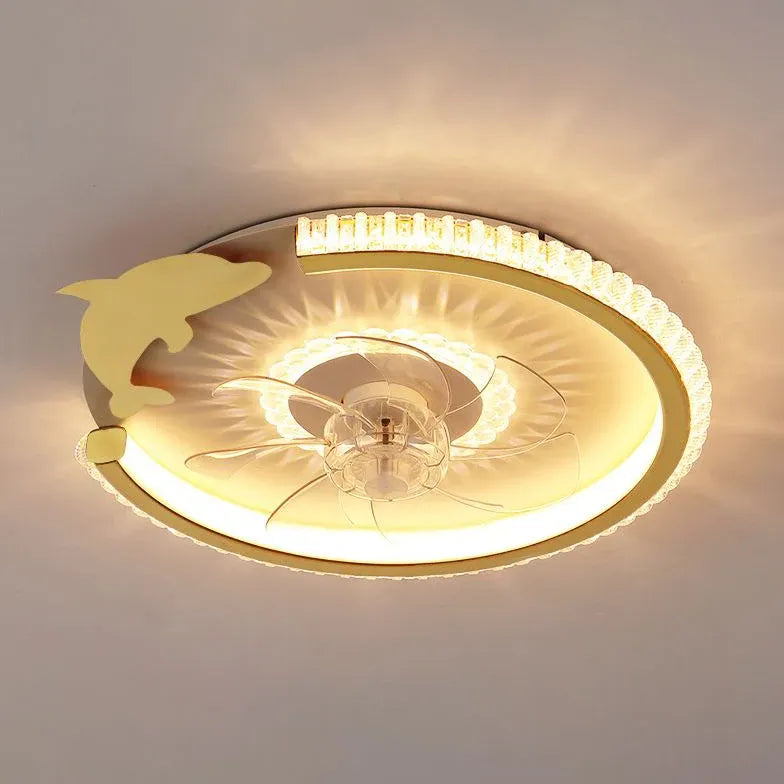 Round Ceiling Fan for Bedroom Pendant Light