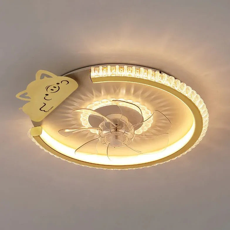 Round Ceiling Fan for Bedroom Pendant Light