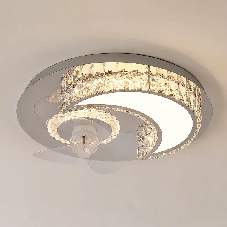 Round Ceiling Fan for Bedroom Pendant Light