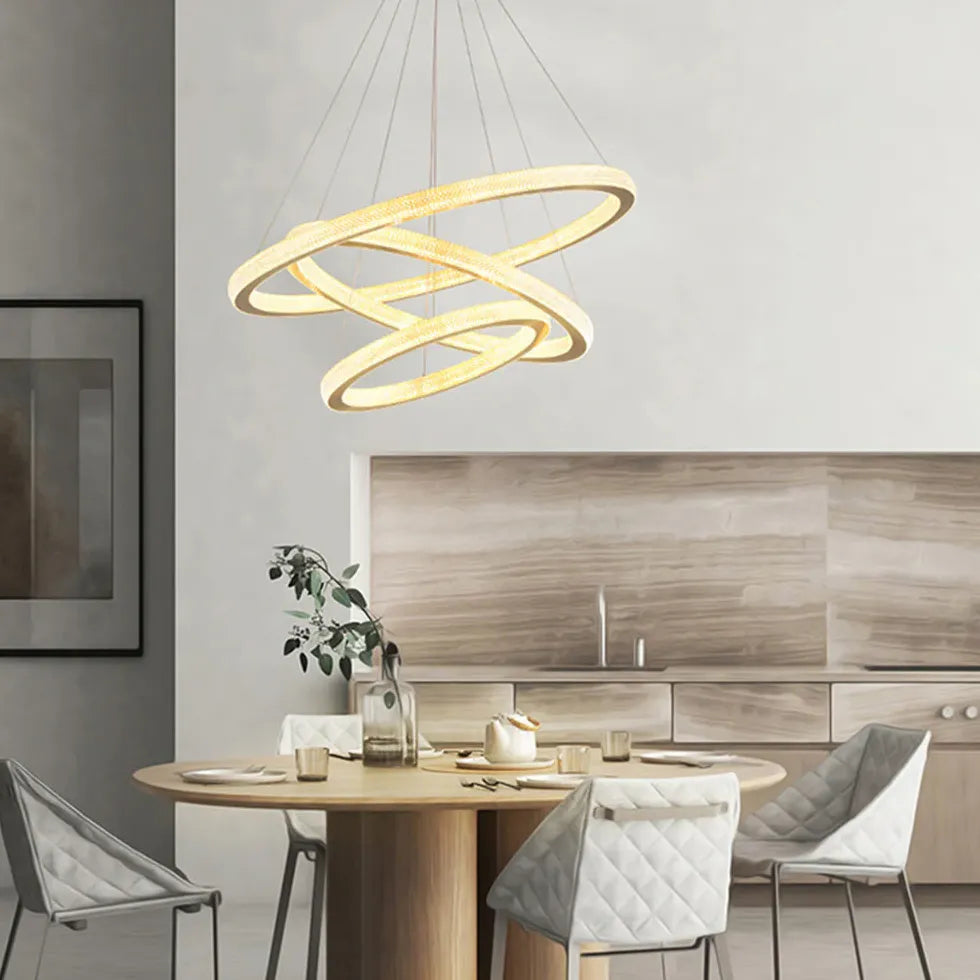 Crystal Gold Ring Modern Pendant Light