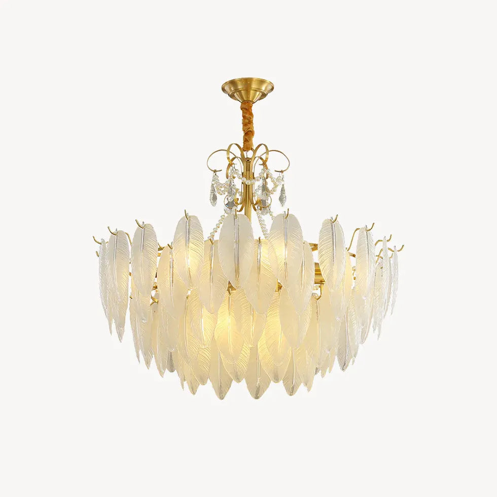 Golden Frame Translucent Glass Leaf Pendant Light