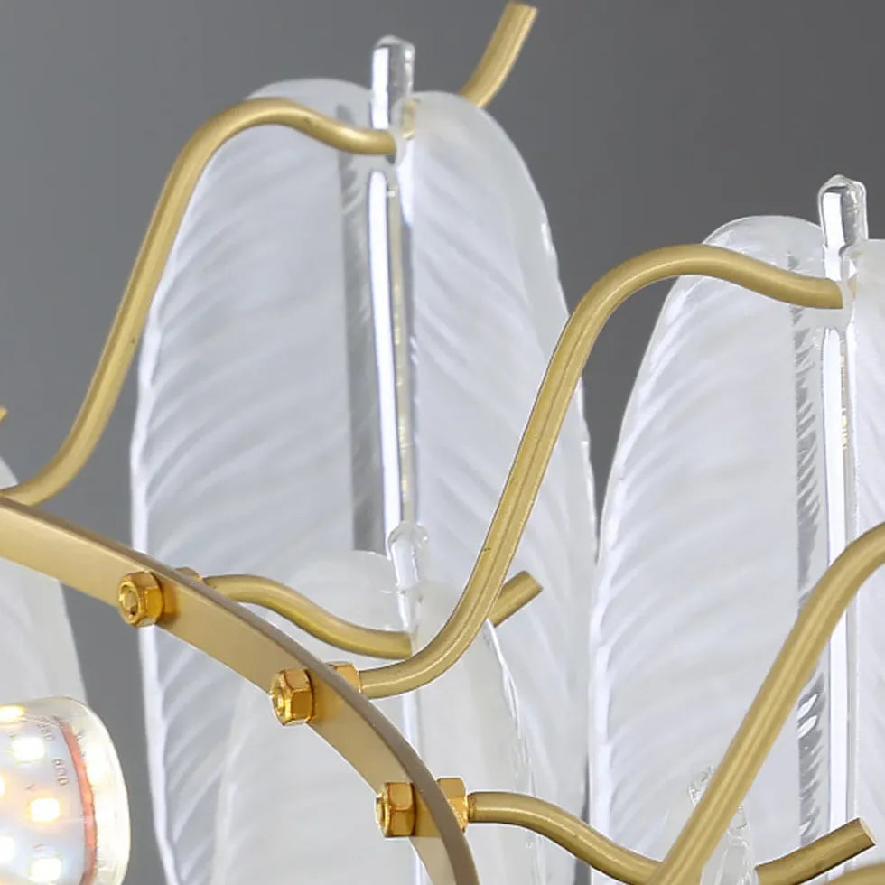 Golden Frame Translucent Glass Leaf Pendant Light