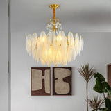 Golden Frame Translucent Glass Leaf Pendant Light