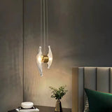 Wing-shaped Glass Bedroom Pendant Light