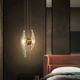 Wing-shaped Glass Bedroom Pendant Light