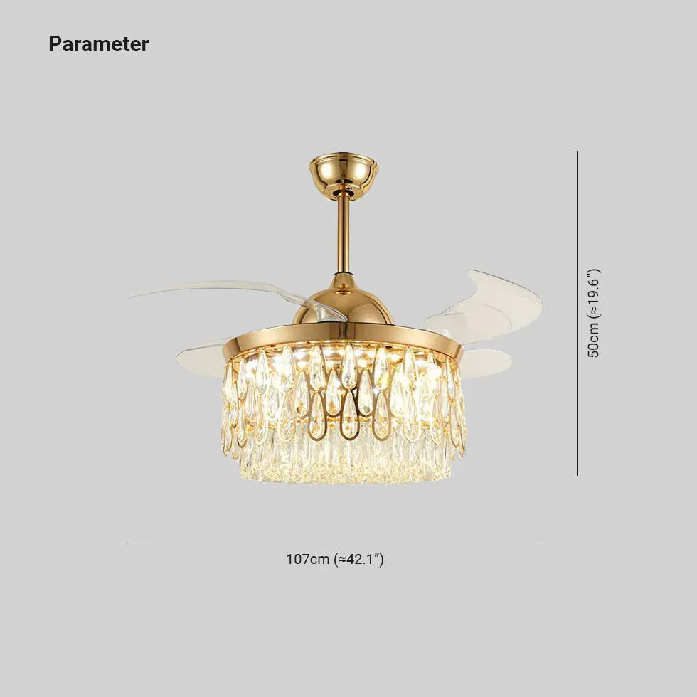 Ventilateur lampe design plafonnier silencieux cristal