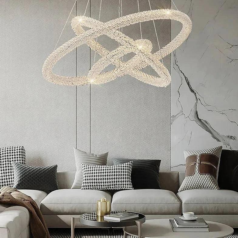 Lampe En Cristal De Chambre Moderne Suspendue Blanche - Clowas.fr
