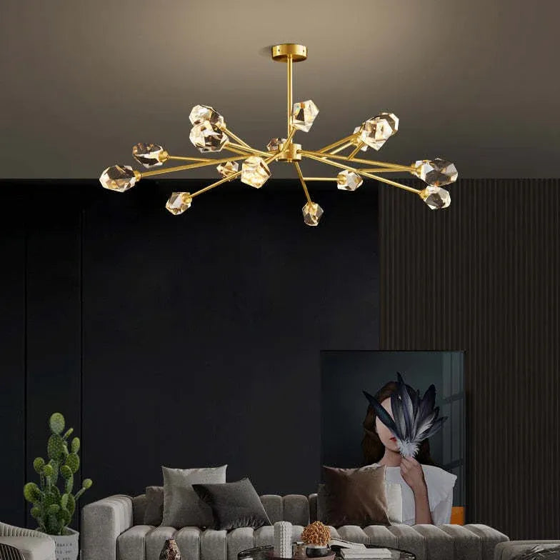 Lustre moderne pampilles cristal design villa