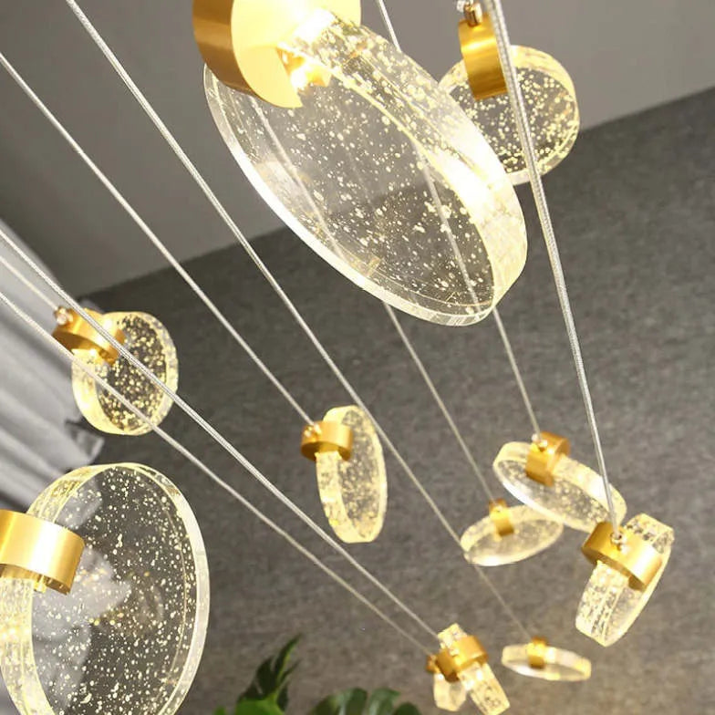 Golden Round Crystal Modern Pendant Light