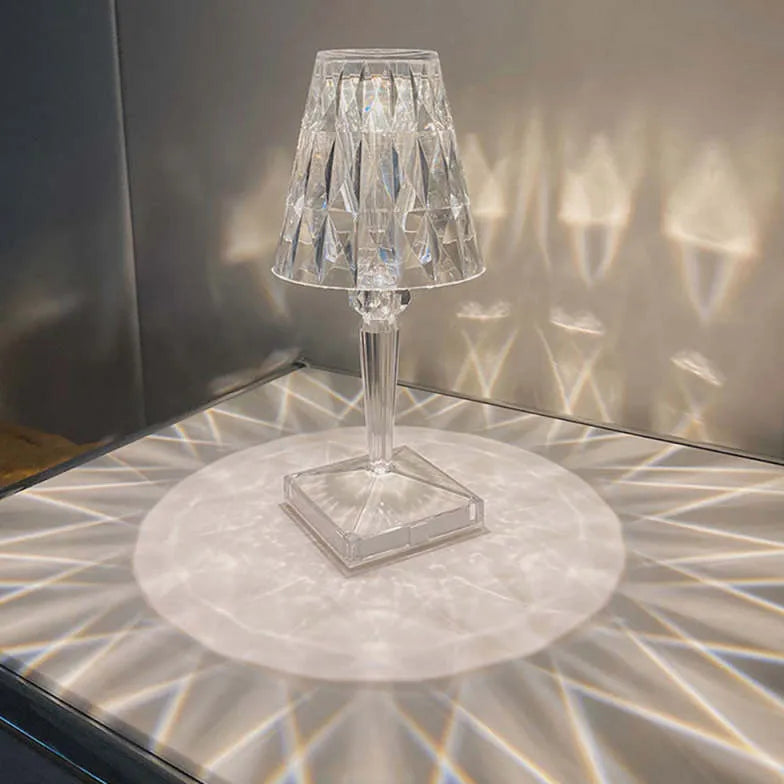 Lampe de table ambiante en cristal transparent