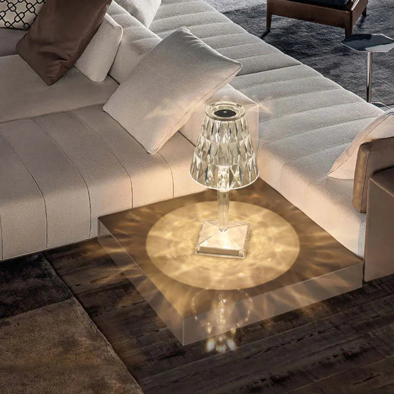 Lampe de table ambiante en cristal transparent