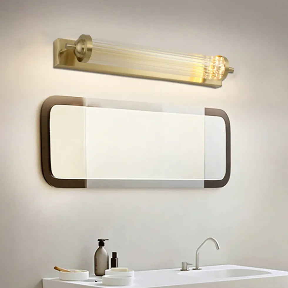 Ribbed Wall Light Bathroom Gold