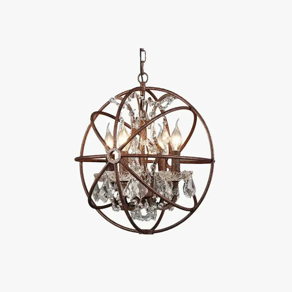 Lustre Suspendu Rond En Cristal Vintage En Fer Forgé - Clowas.fr