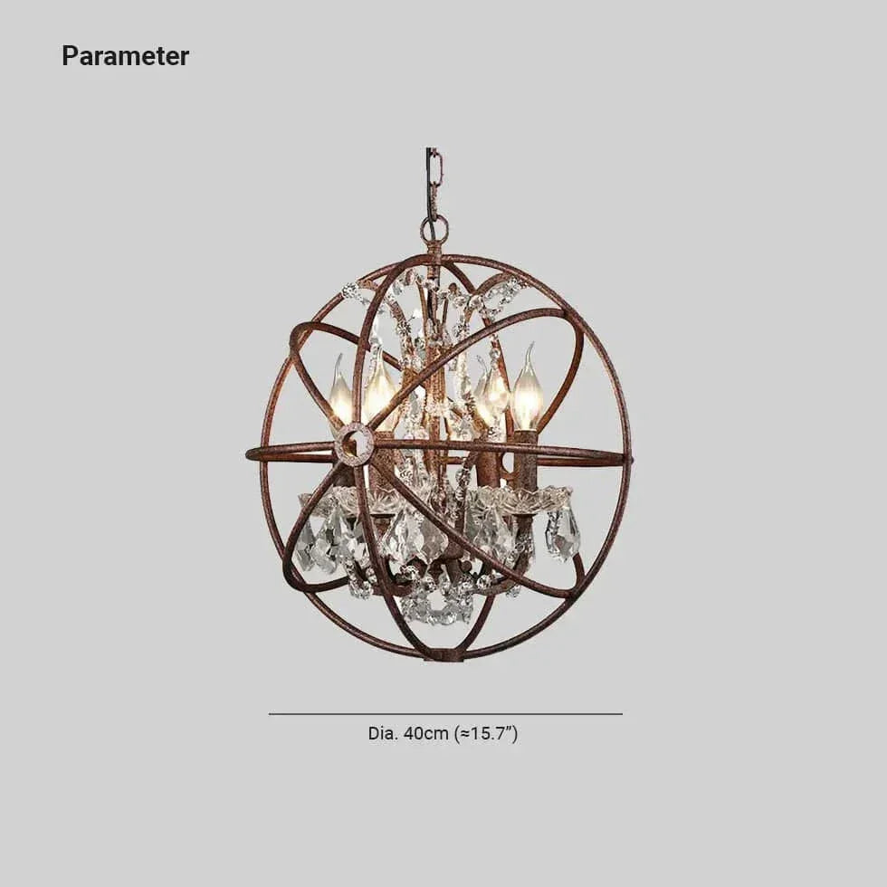 Lustre Suspendu Rond En Cristal Vintage En Fer Forgé - Clowas.fr