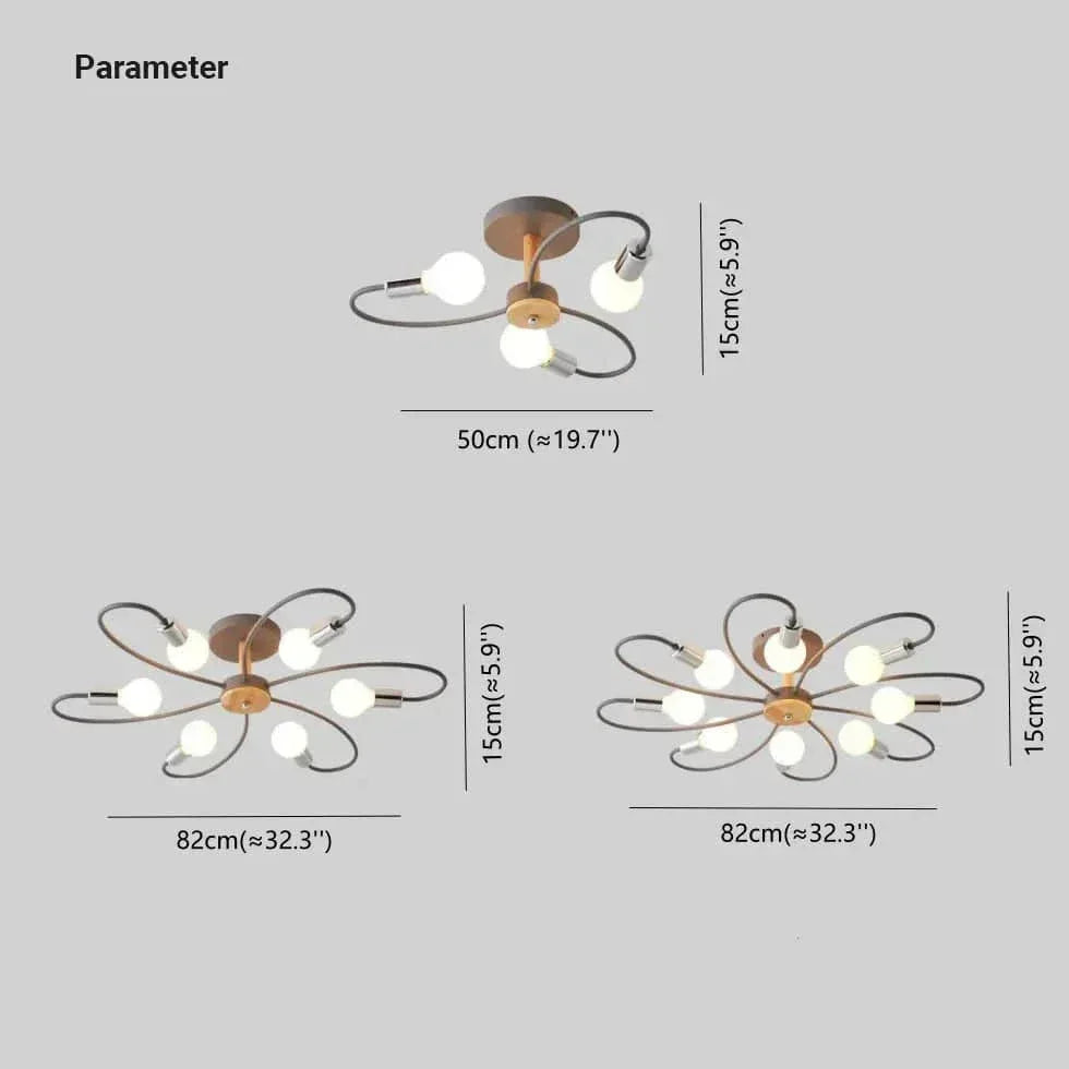 Grand Plafonnier Salon Design Créatif Nordique Bois - Clowas.fr