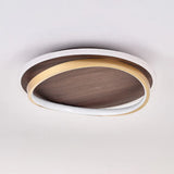 Wooden Ring Bedroom Gold Flush Ceiling Lights