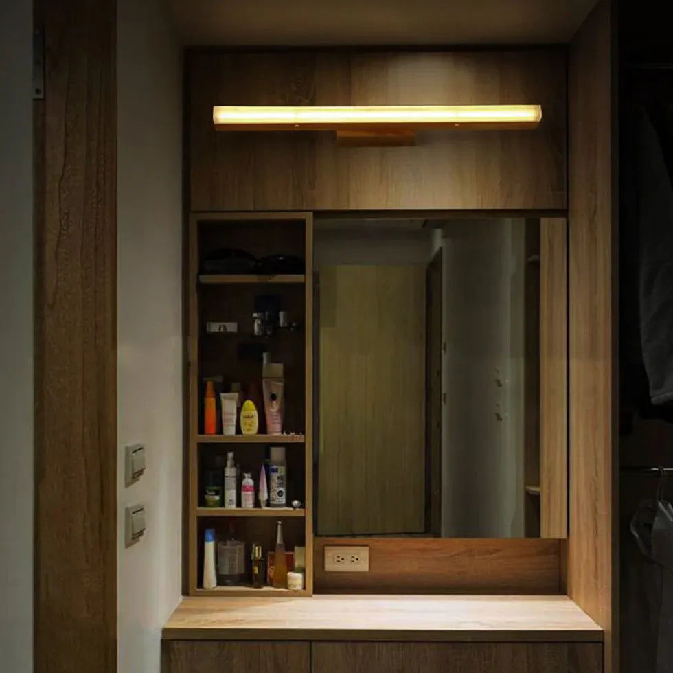 Lumières de miroir en bois à LED linéaire