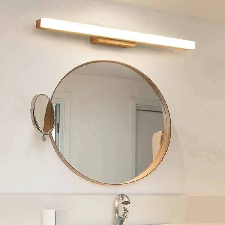 Lumières miroir de salle de bain modernes en bois concis