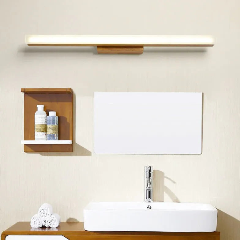 Lumières miroir de salle de bain modernes en bois concis