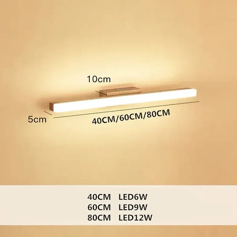 Lumières miroir de salle de bain modernes en bois concis