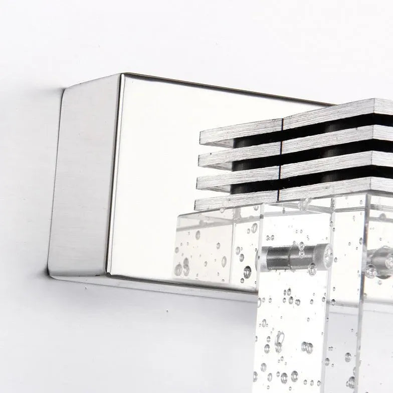 Square Silver Crystal Bathroom Mirror Lights