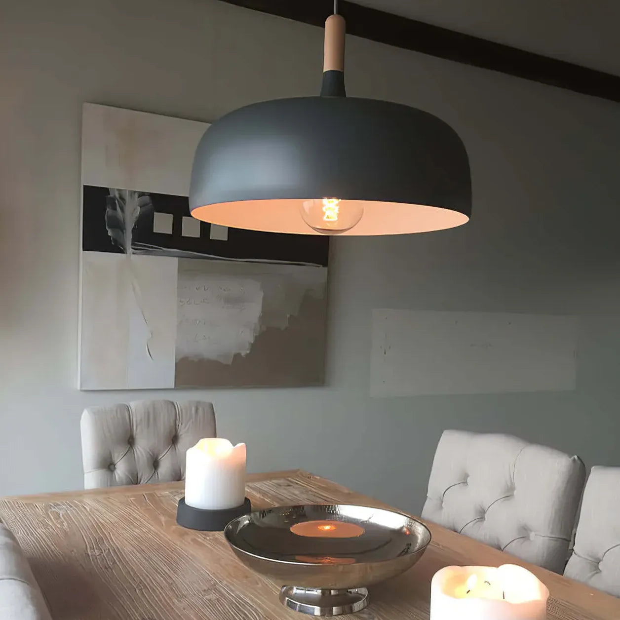 Lustre rond plat design moderne nordique