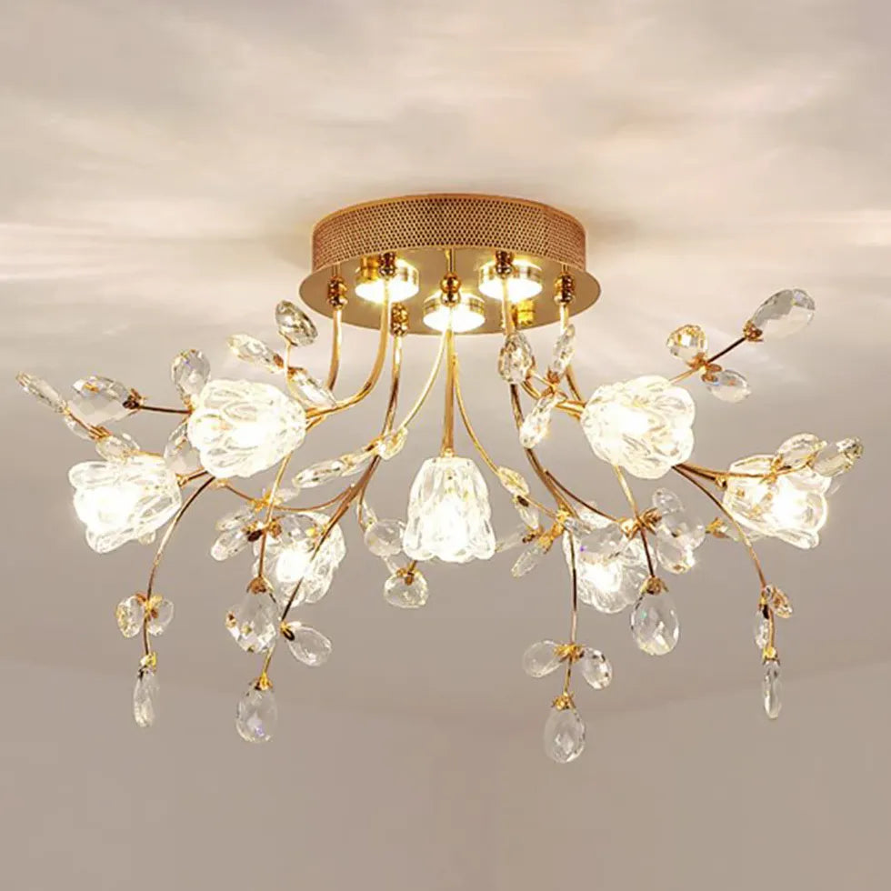 Crystal Flower Modern Luxurious Ceiling Light