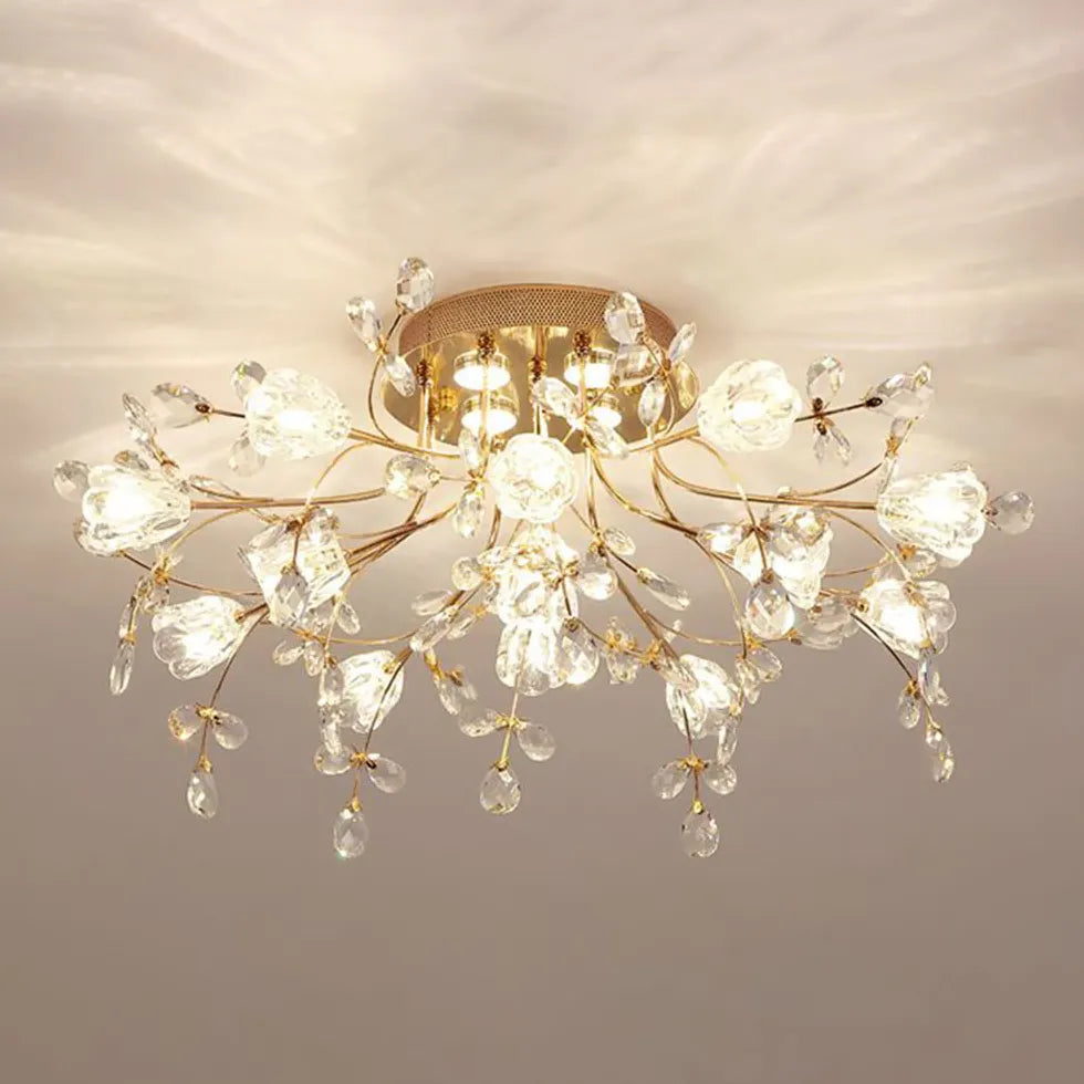 Crystal Flower Modern Luxurious Ceiling Light