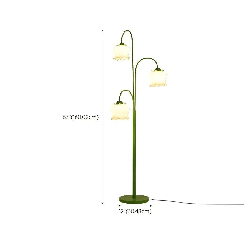 Lampadaire vert à la fleur de lanterne à trois têtes