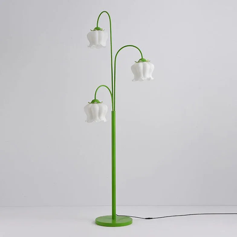 Lampadaire vert à la fleur de lanterne à trois têtes