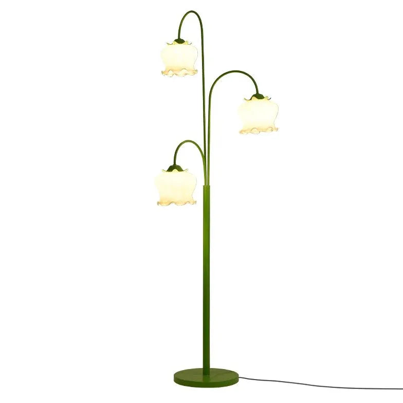 Lampadaire vert à la fleur de lanterne à trois têtes