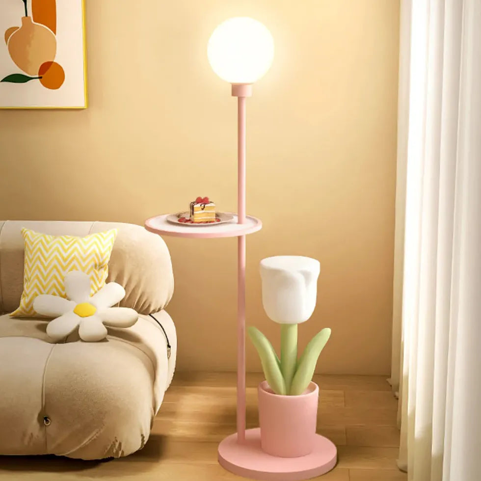 Lampadaire rose créatif mignon de fleur