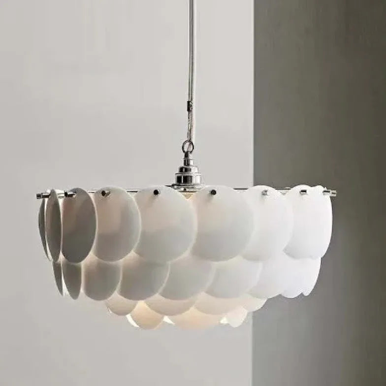 White Scales Disc Design Modern Pendant Light