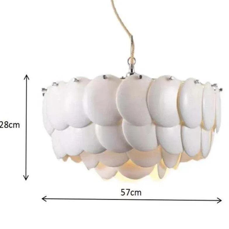 White Scales Disc Design Modern Pendant Light