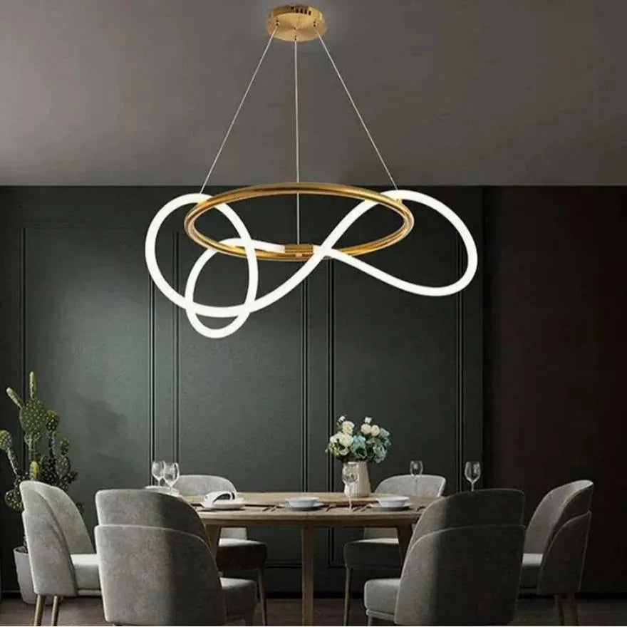 Suspension LED Anneau Créative Forme Note pour Salle à Manger