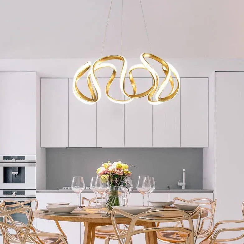 Abstract Wave Curved Minimalist Pendant Light