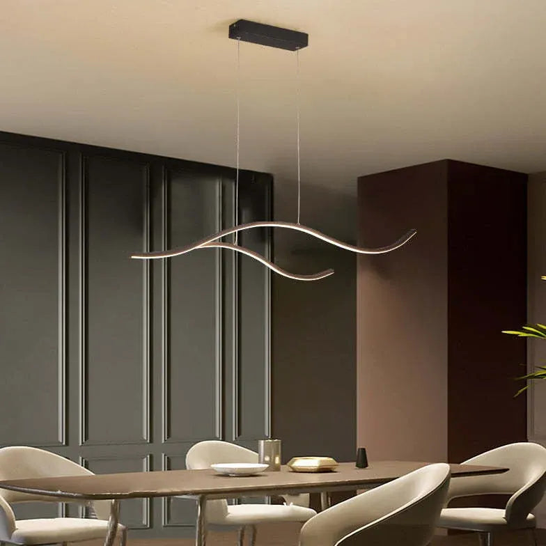 Curved Black Minimalist Dining Room Pendant Light