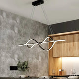 Simple Curved Black Dining Room Pendant Light