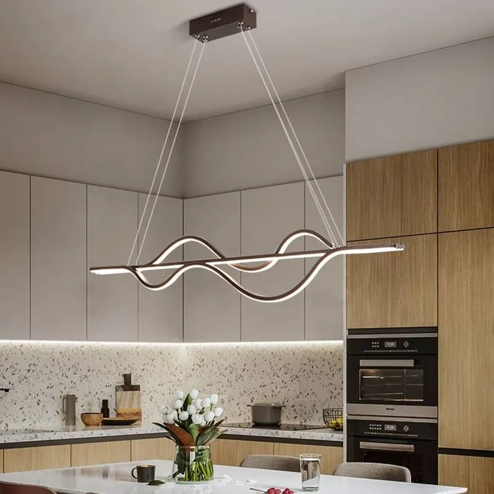 Simple Curved Black Dining Room Pendant Light