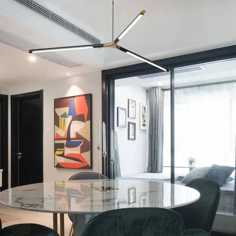 Lustre Moderne Led En Or Noir - Clowas.fr