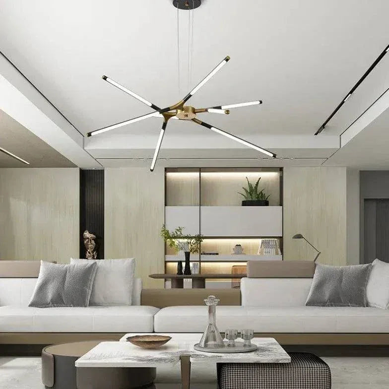 Lustre Moderne Led En Or Noir - Clowas.fr