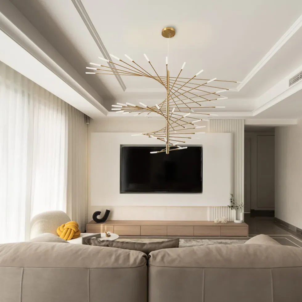 Extended Branch Structure Black Modern LED Chandelier