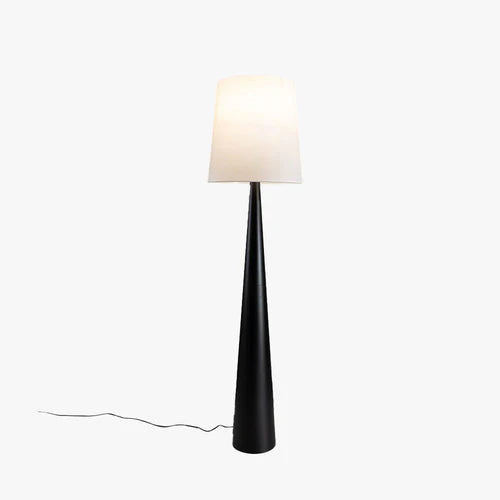 Black Cone-Shaped White Cylindrical Floor Lamp