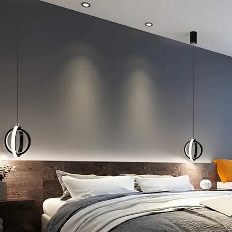 Double Ring Stereo Bedroom LED Pendant Light