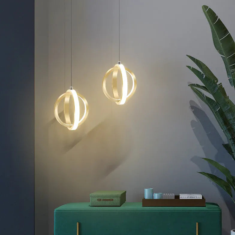 Double Ring Stereo Bedroom LED Pendant Light