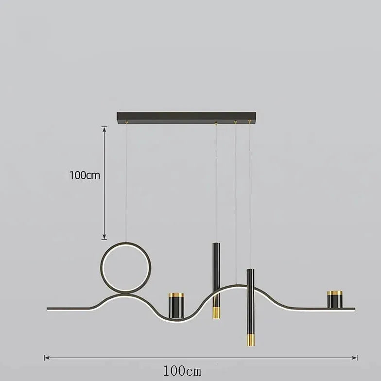 Suspension LED noire créative en forme aérodynamique