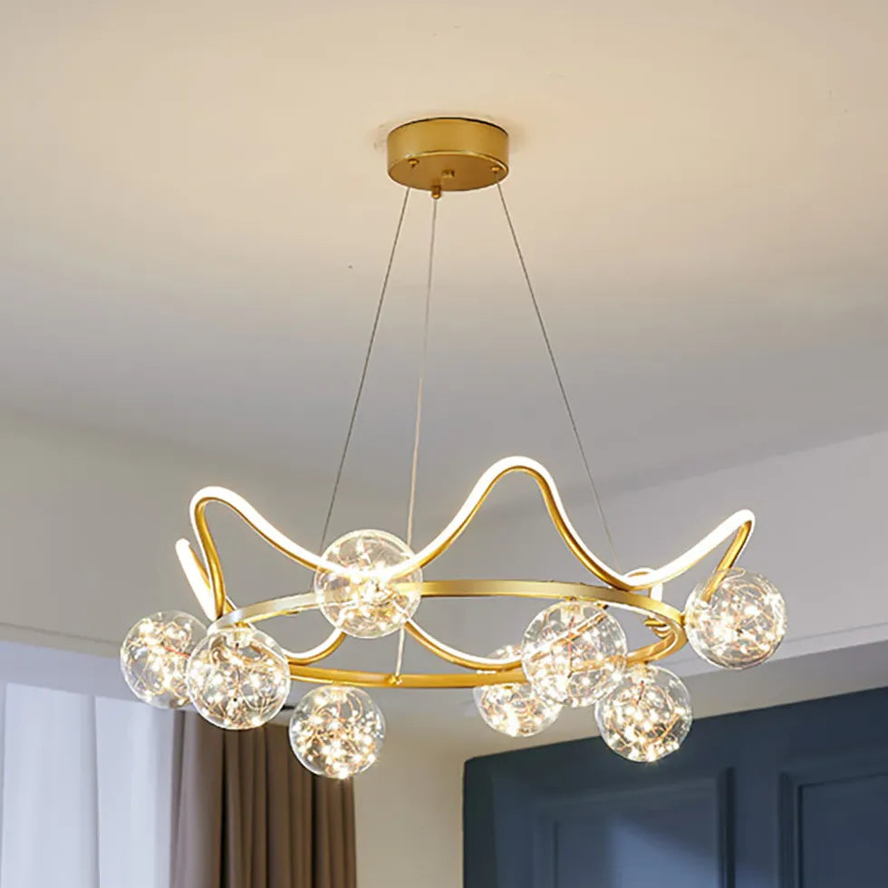 Wavy Multi-Glass Ball Gold Modern Pendant Light