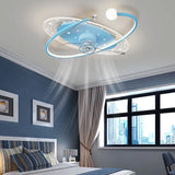 Blue Starry Sky Bedroom Ceiling Fan With Light