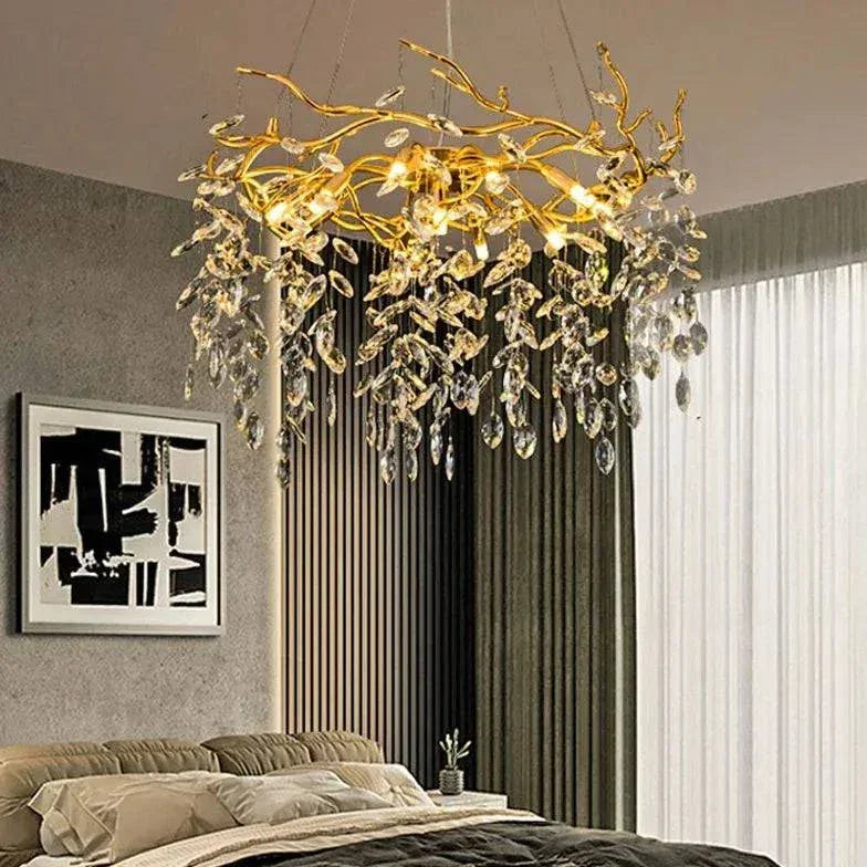 Suspension Luminaire Metal Luxe Cristal Moderne - Clowas.fr