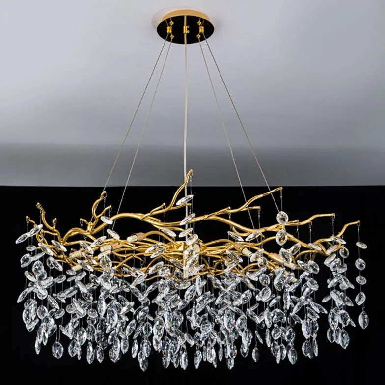 Golden Branch Shaped Luxurious Crystal Chandelier